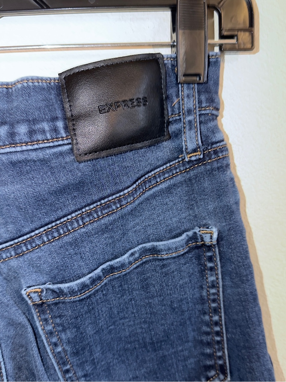 Express Dark Blue High-Rise Straight Leg Jeans - Picture 4 of 5